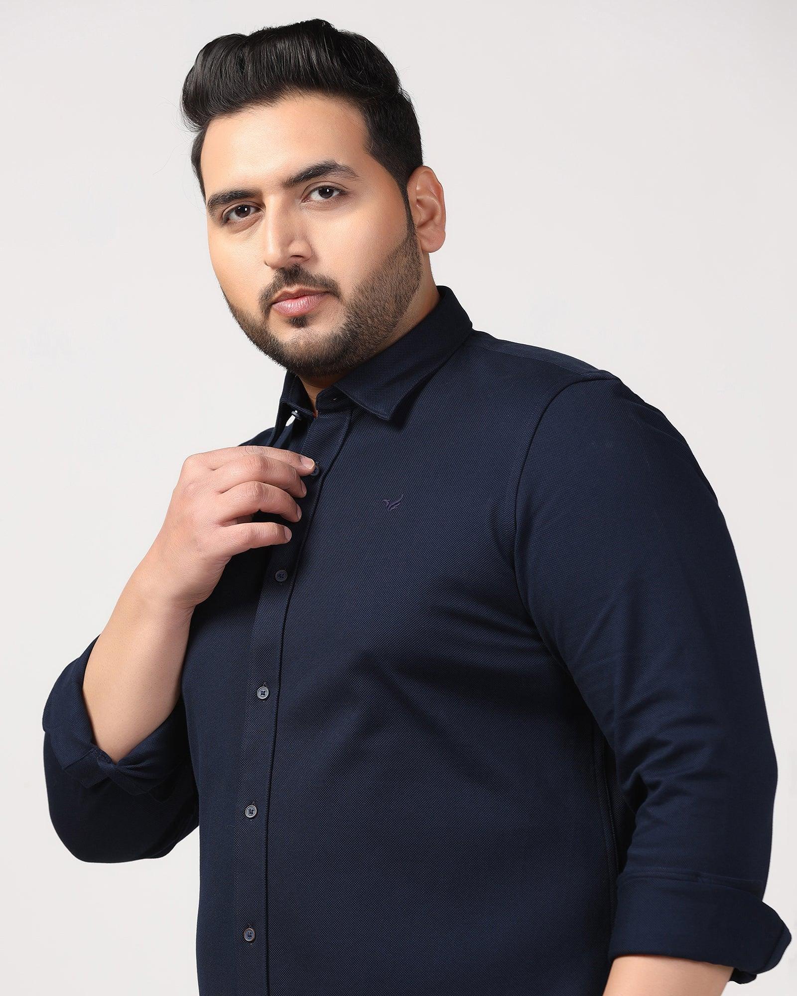 Casual Navy Solid Shirt - Pareto