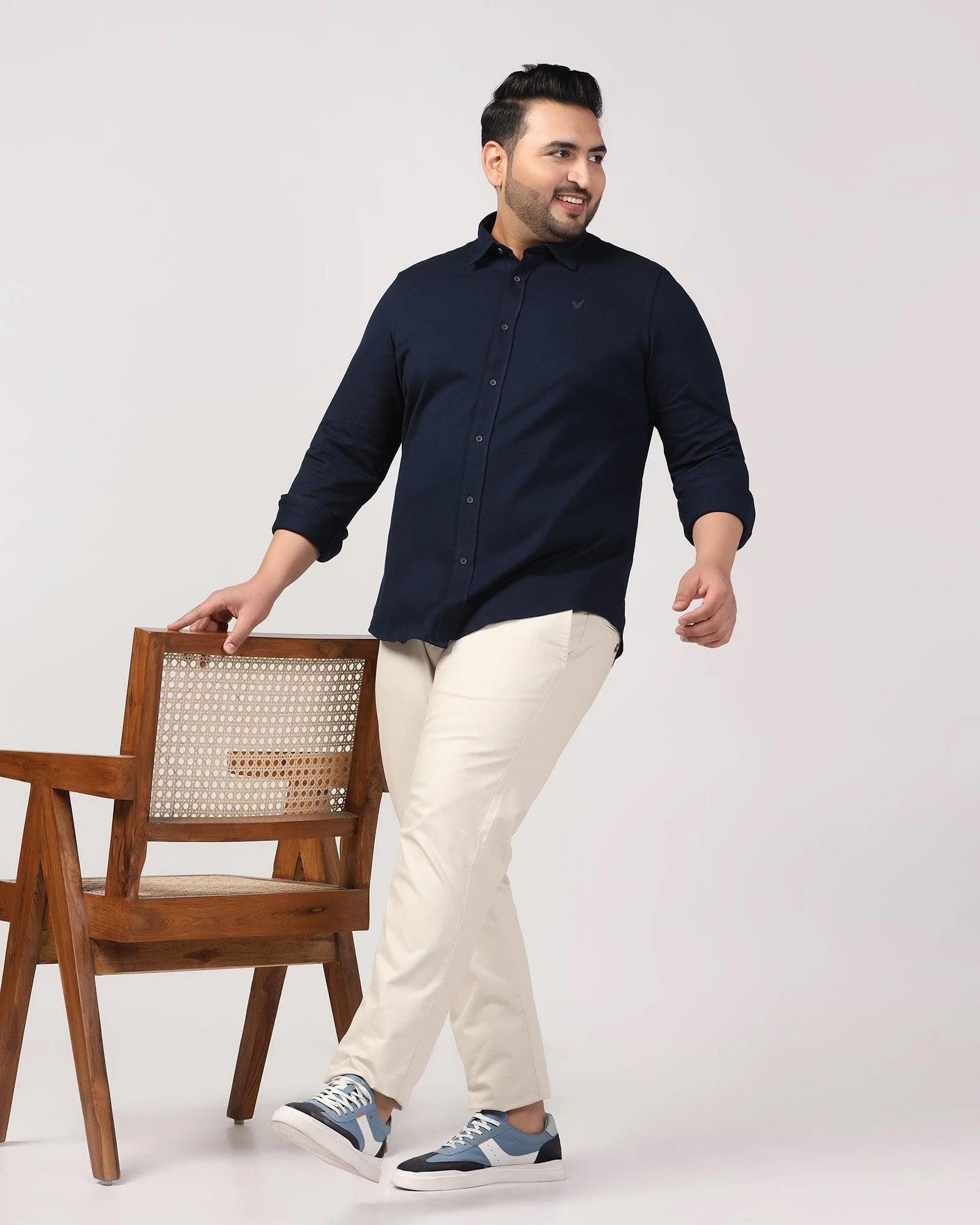 Casual Navy Solid Shirt - Pareto