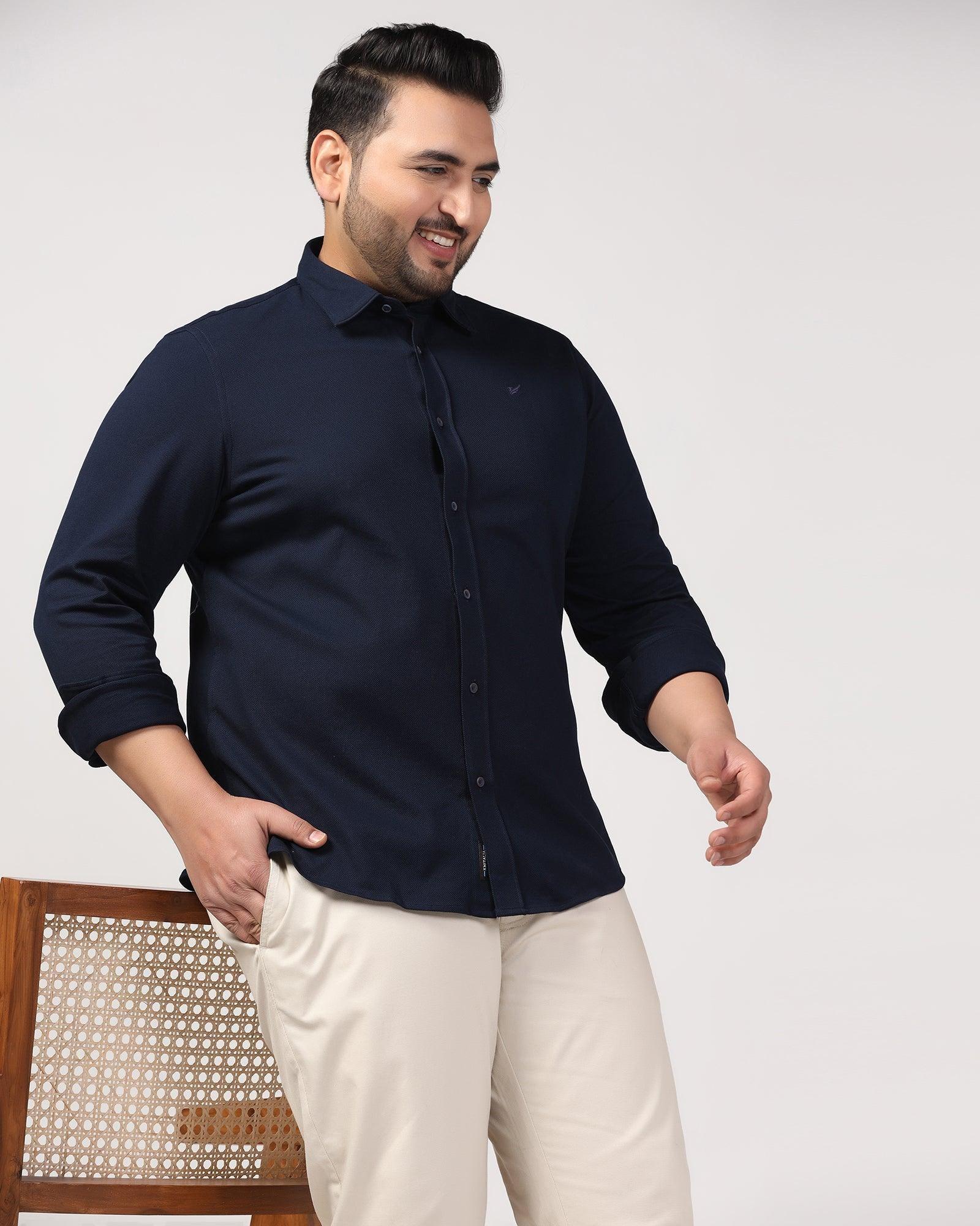 Casual Navy Solid Shirt - Pareto