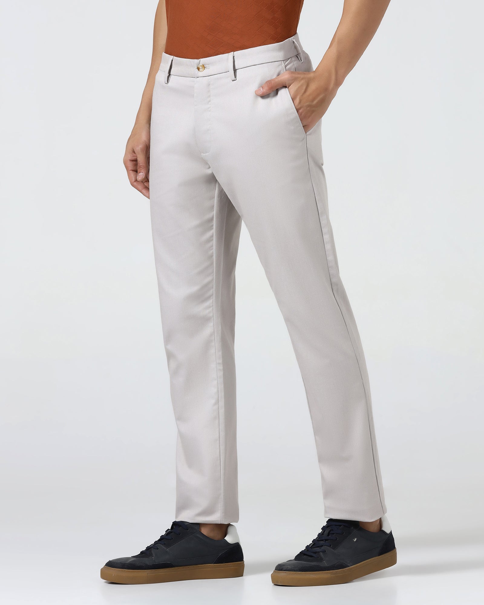 Peach Non Iron Textured Khakis - Poplar