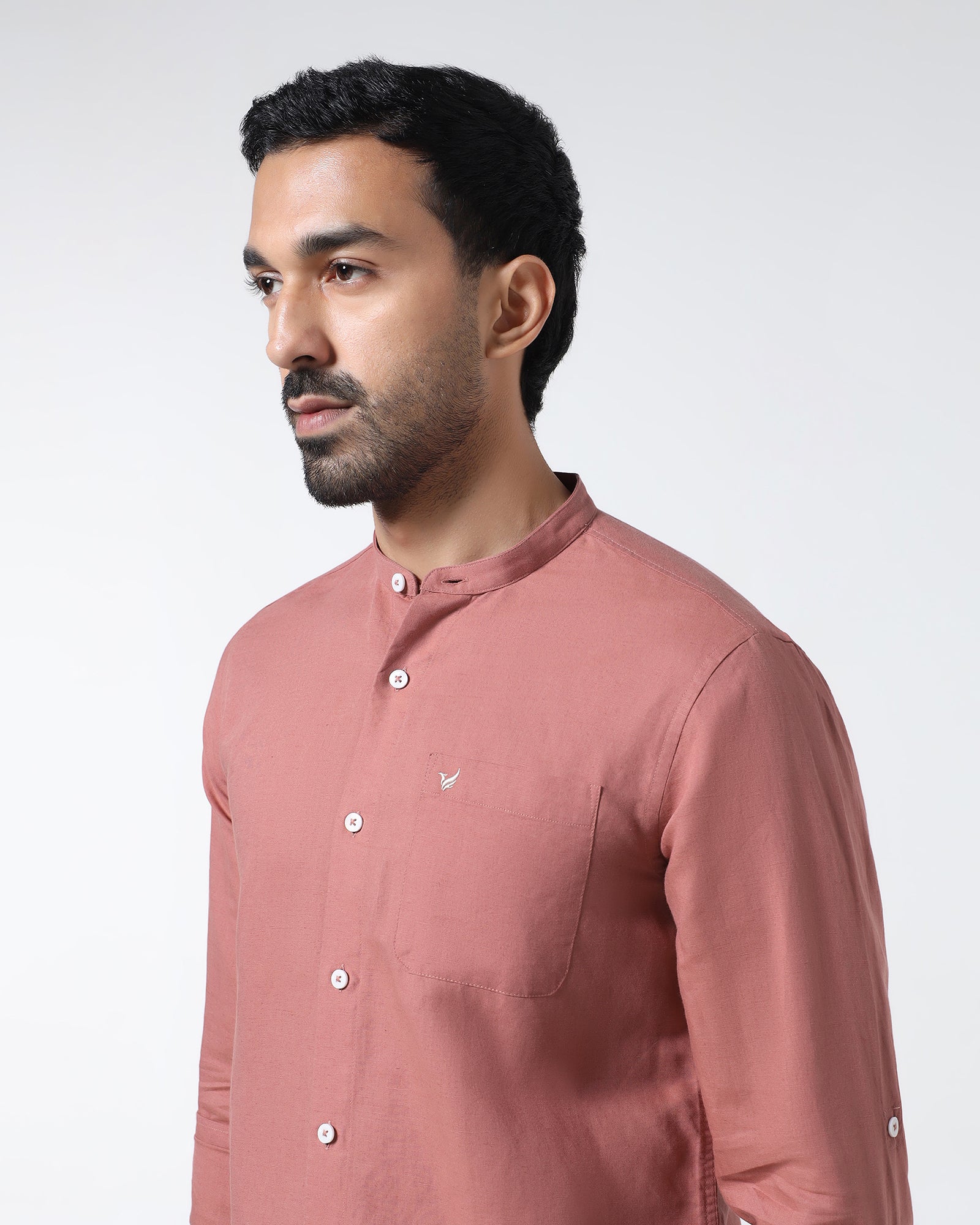 Peach Linen Solid Shirt - Cleo