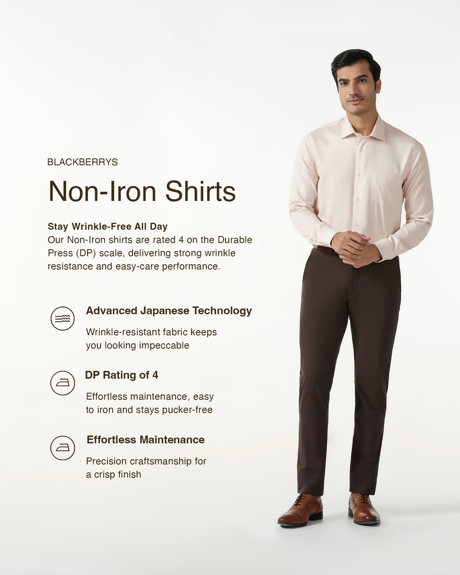 Peach Non Iron Textured Shirt - E31