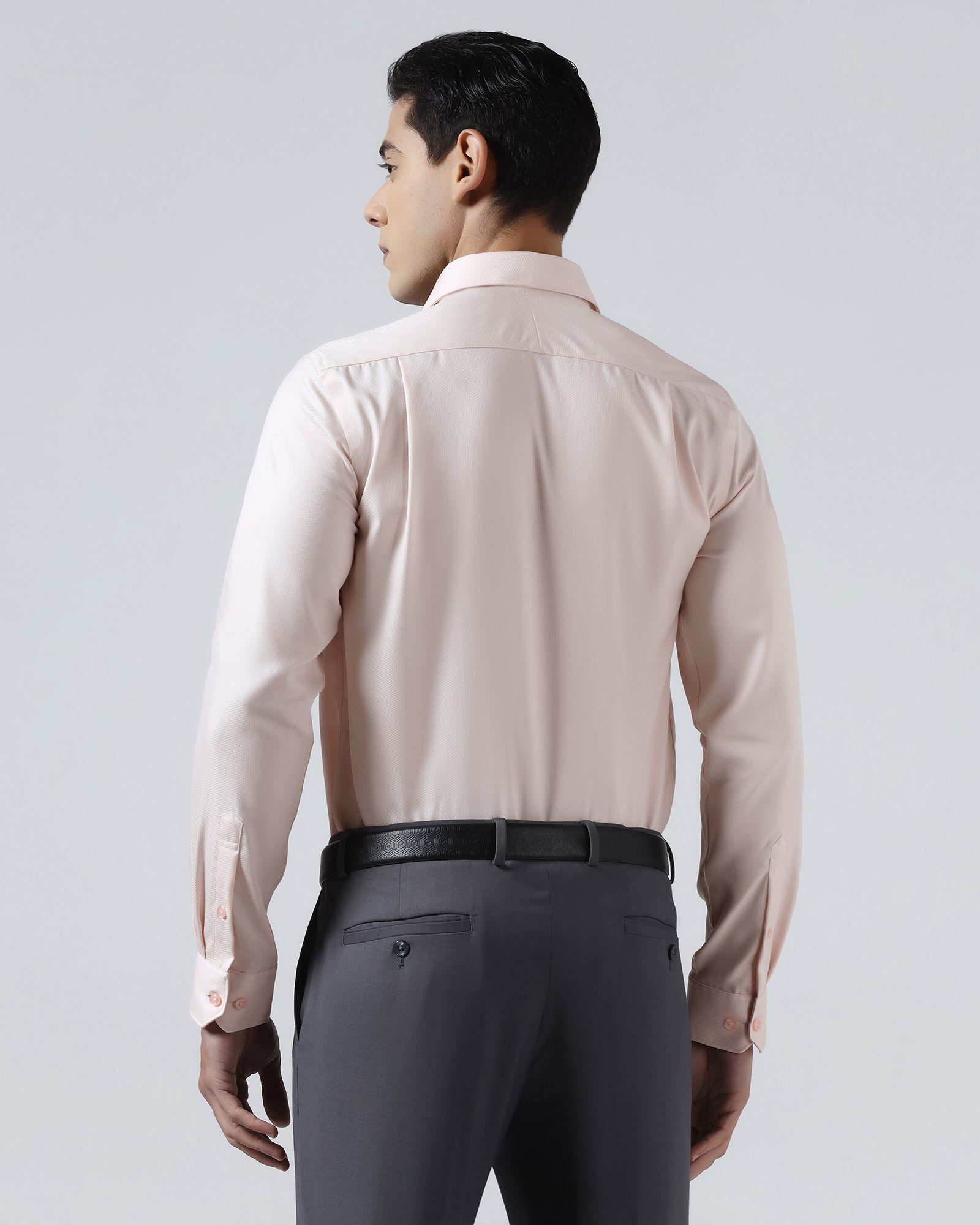 Peach Non Iron Textured Shirt - P31