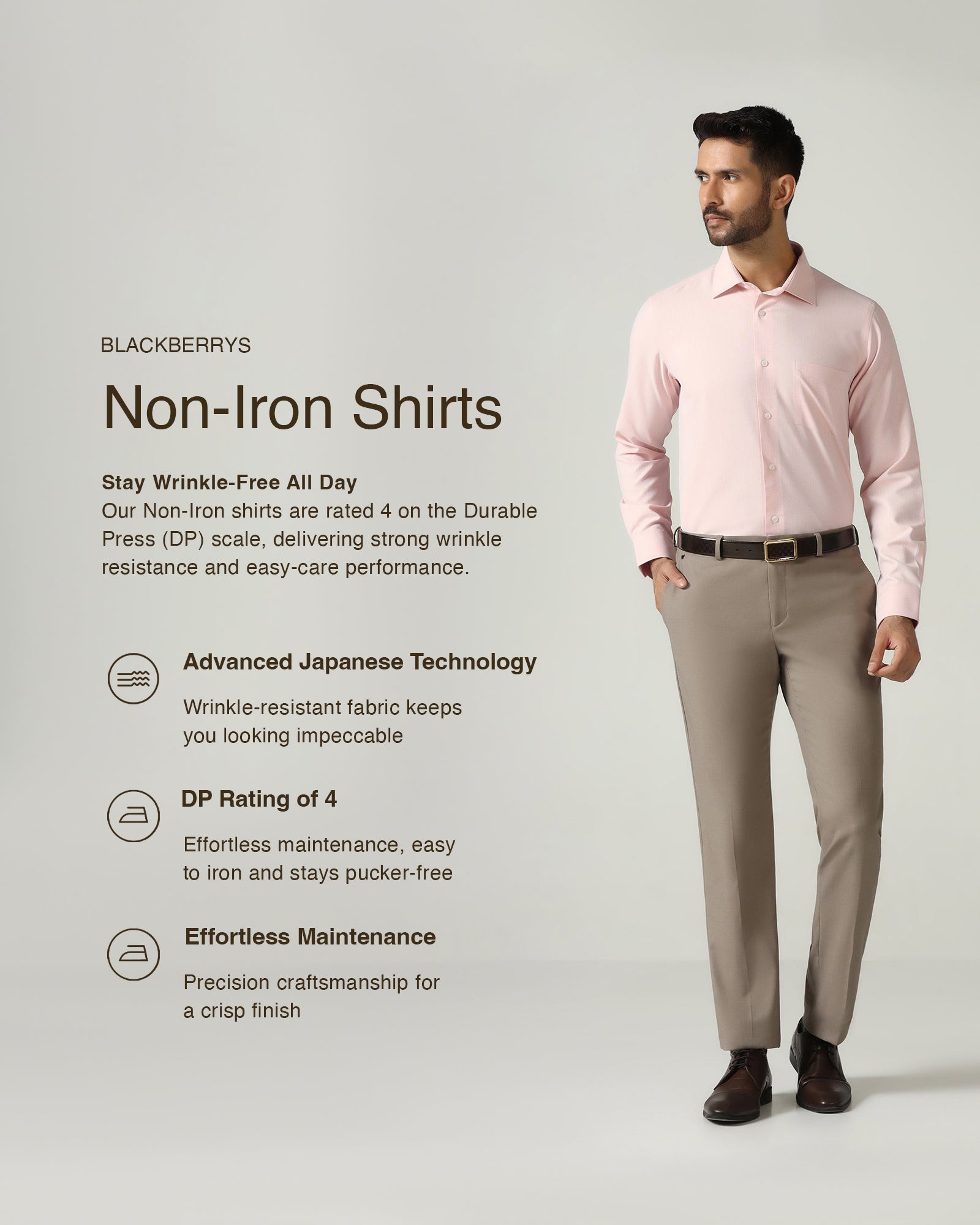 Peach Non Iron Textured Shirt - Racob