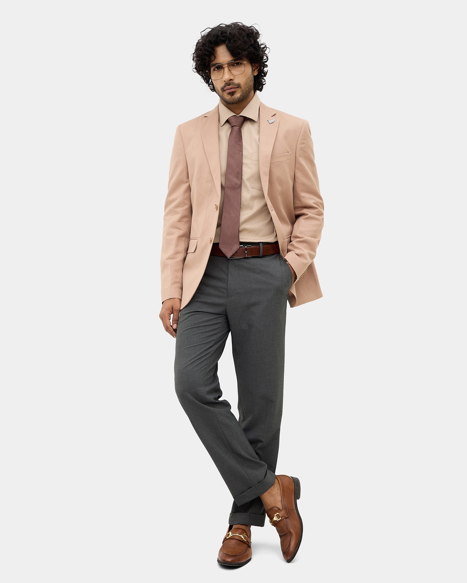 Peach Solid Blazer - Mahiko