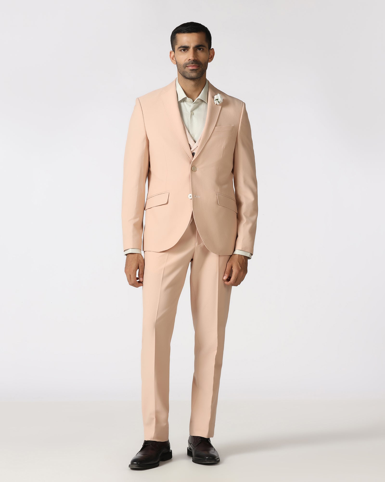 Peach Three Piece Textured Suit - Heddle