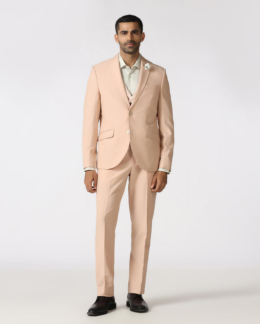 Peach Three Piece Textured Suit - Heddle