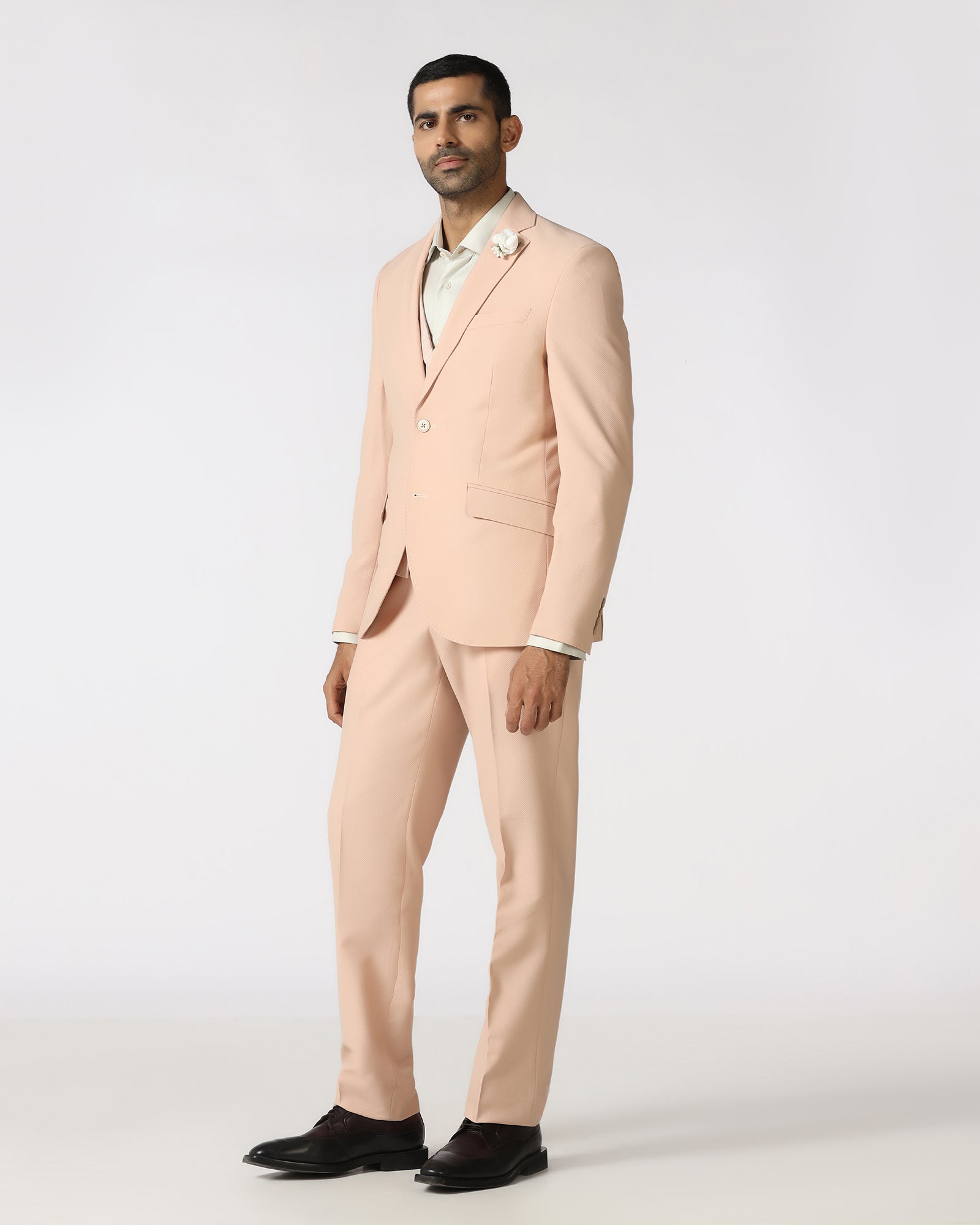 Peach Three Piece Textured Suit - Heddle