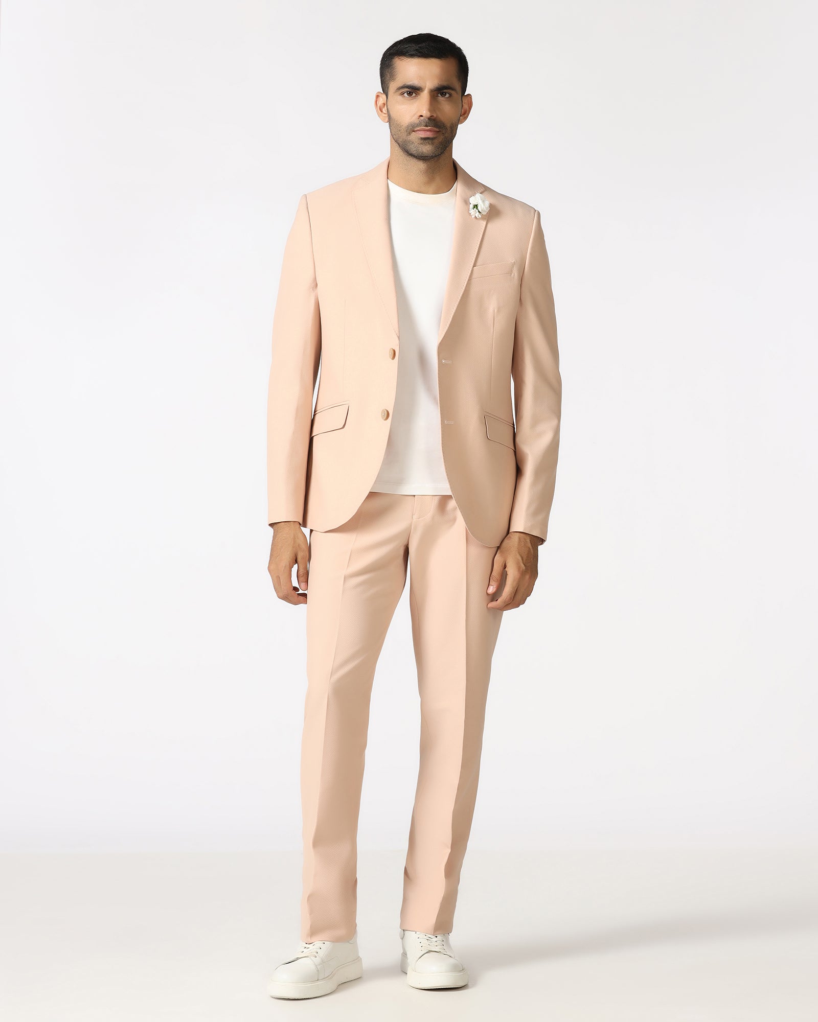 Peach Three Piece Textured Suit - Heddle