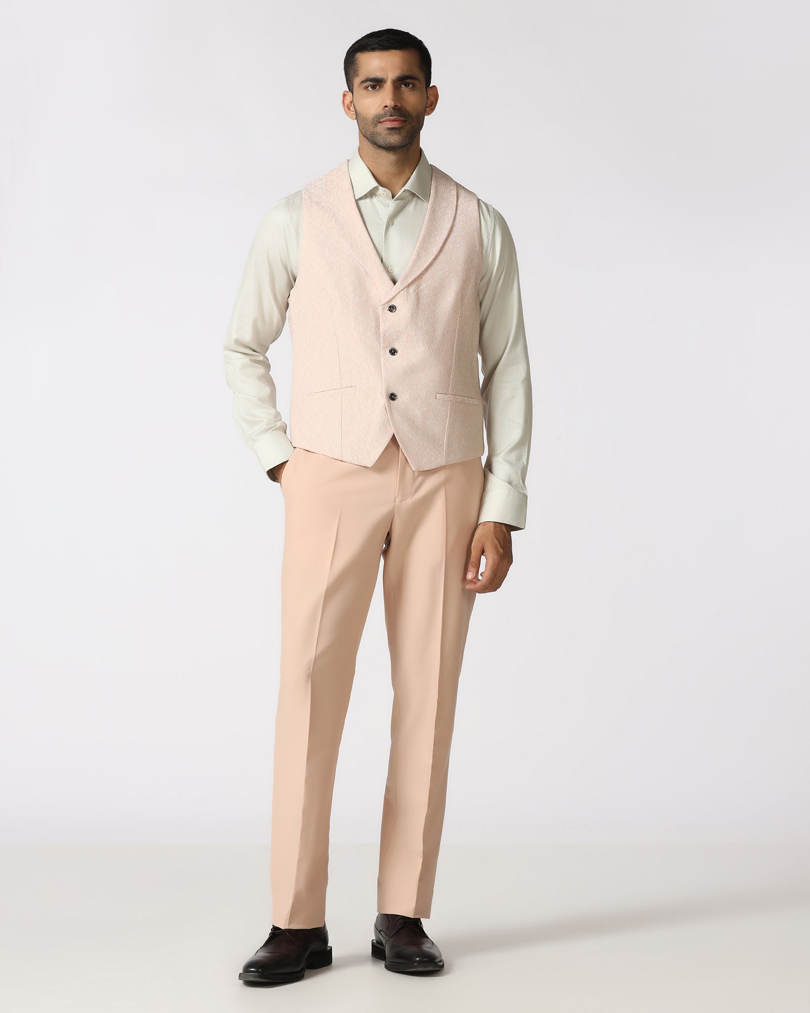 Peach Three Piece Textured Suit - Heddle