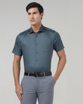 Petrol Blue Half Sleeve Non Iron Solid Shirt - Sylvia
