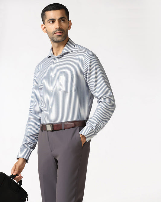Petrol Blue Non Iron Stripe Shirt - Radius