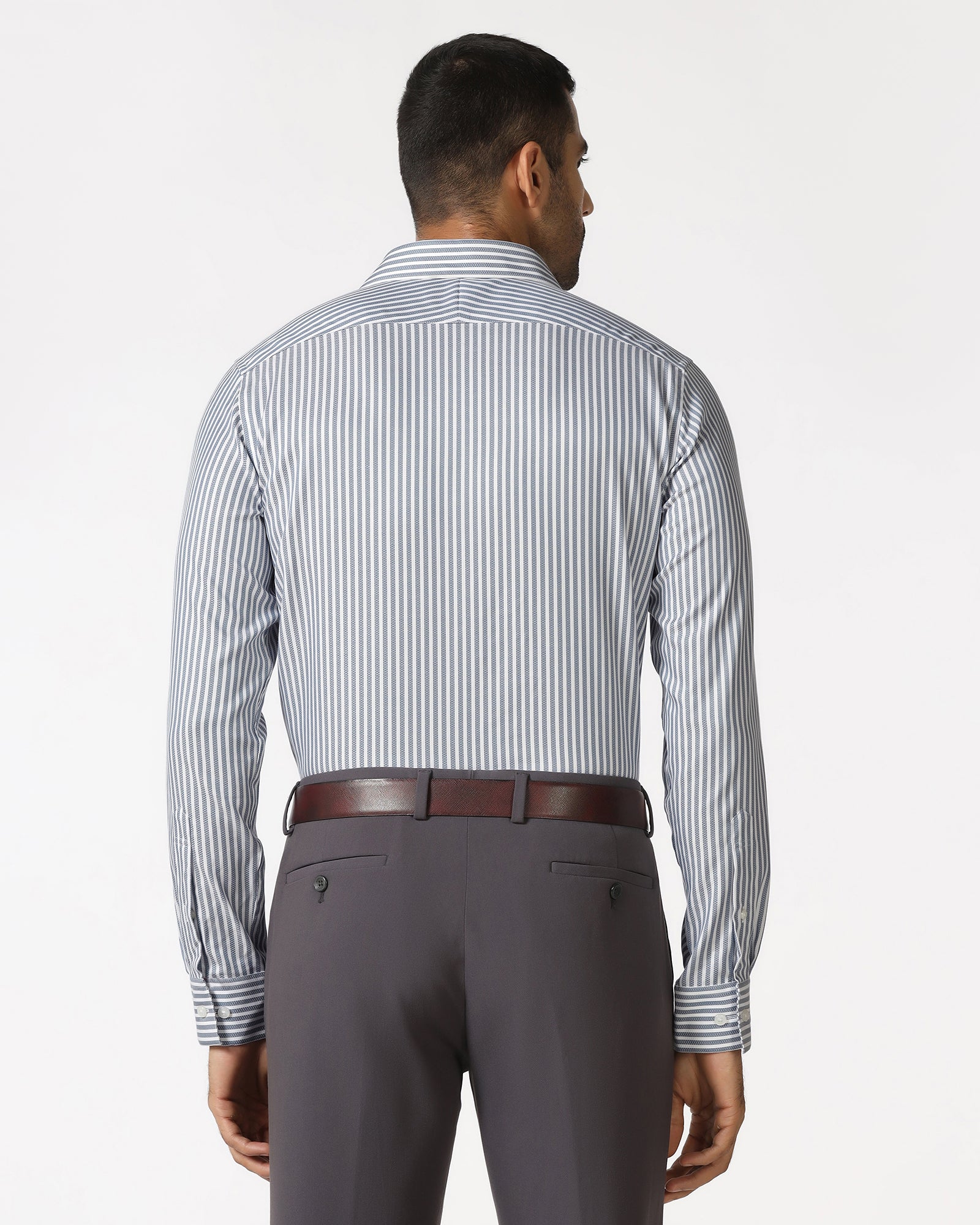 Petrol Blue Non Iron Stripe Shirt - Radius
