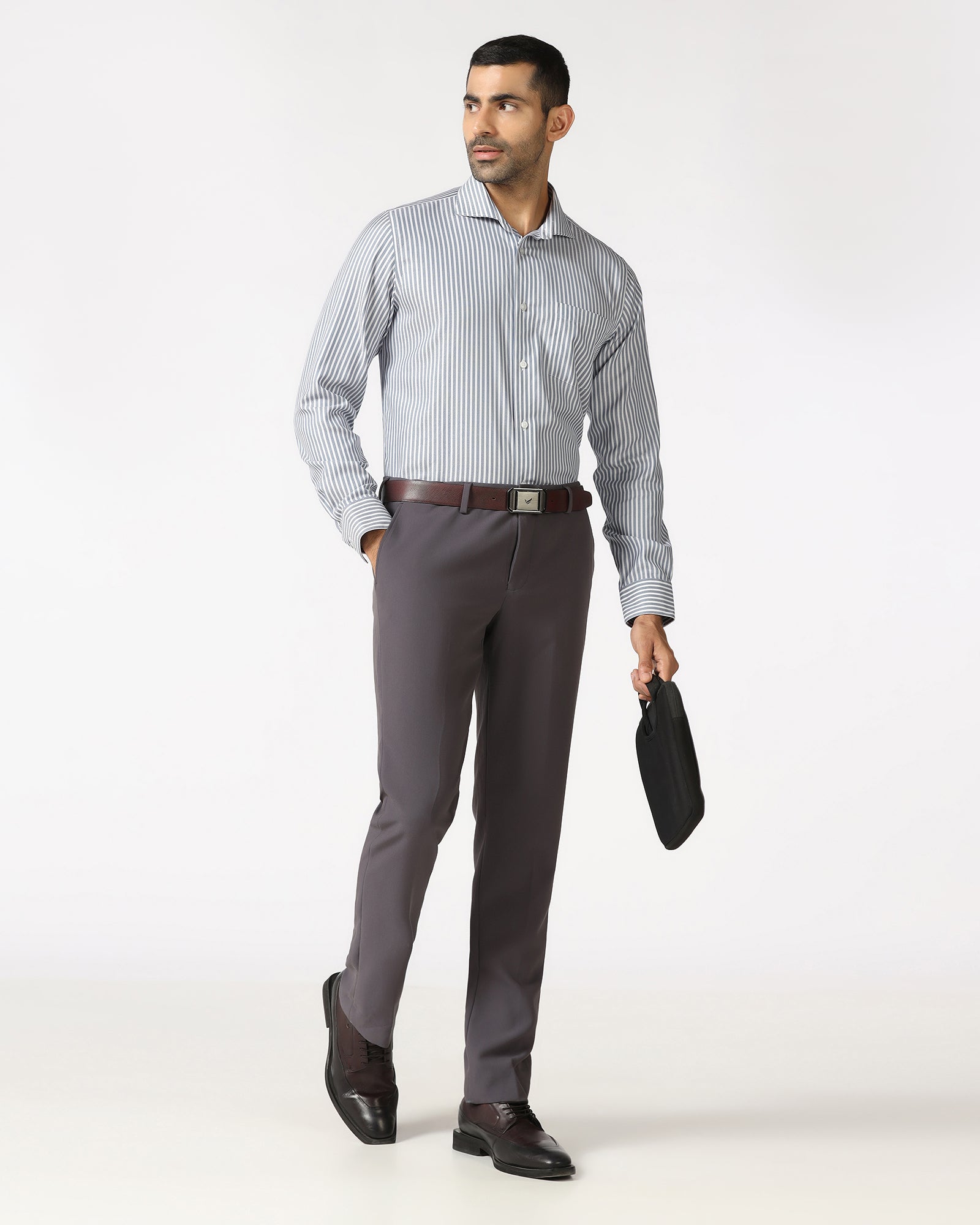 Petrol Blue Non Iron Stripe Shirt - Radius