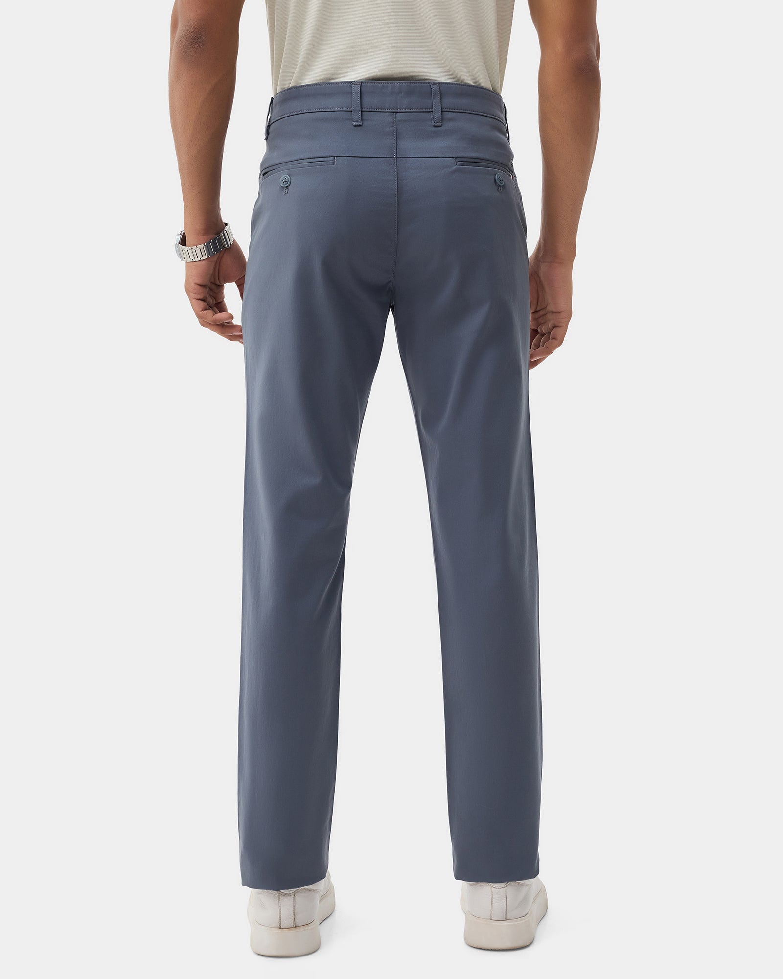Petrol Blue Solid Khakis - Sinai