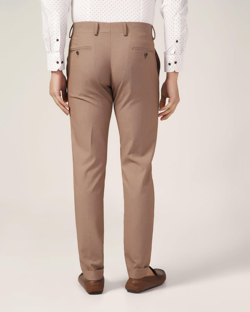 Phoenix Pleated Formal Brown Textured Trouser - Trident