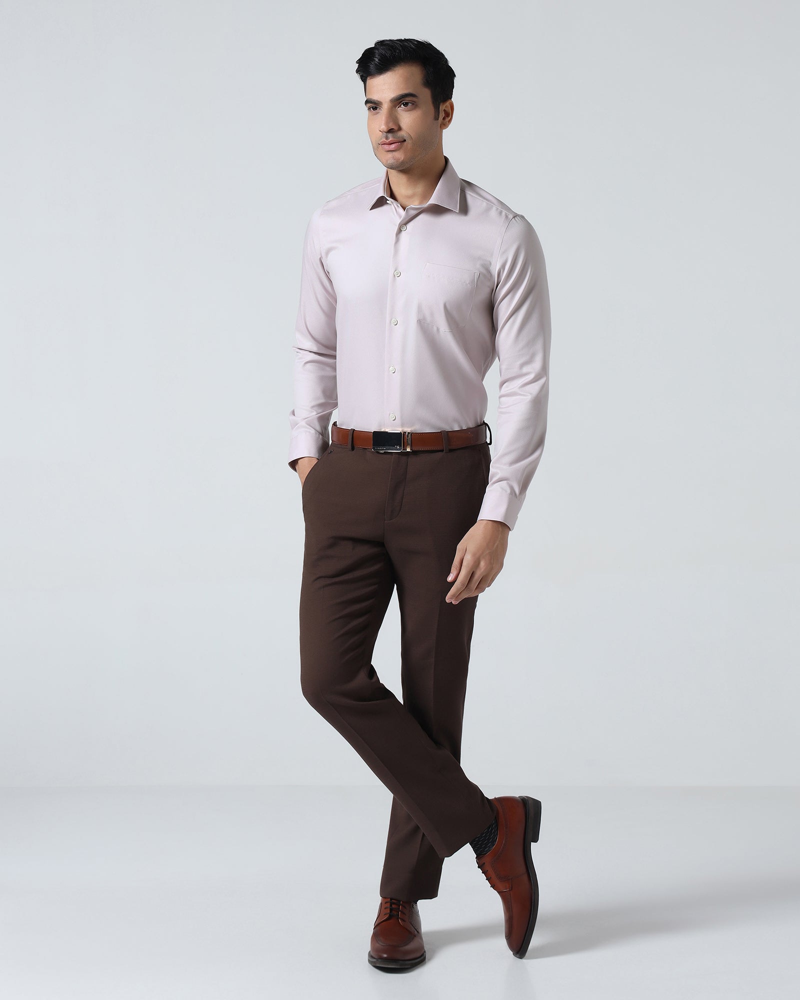 Pink Non Iron Textured Shirt - P31