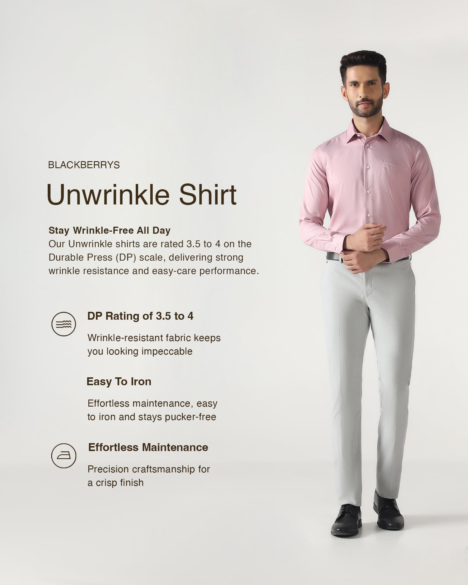 Pink Unwrinkle Textured Shirt - Relate