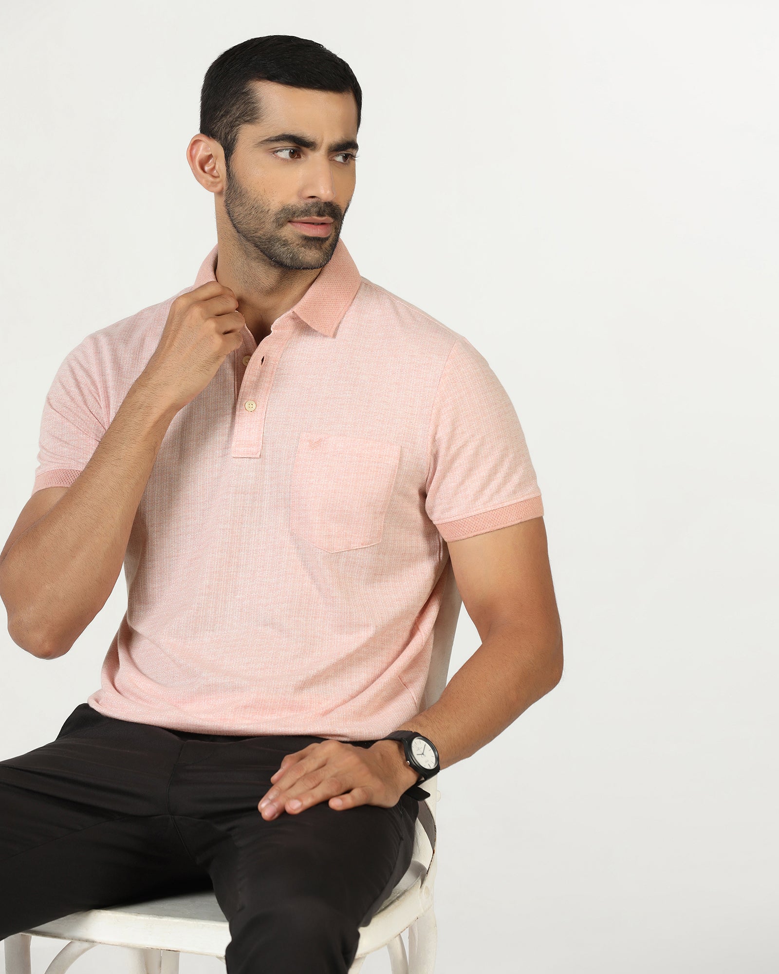 Pink Textured Polo - Shepred