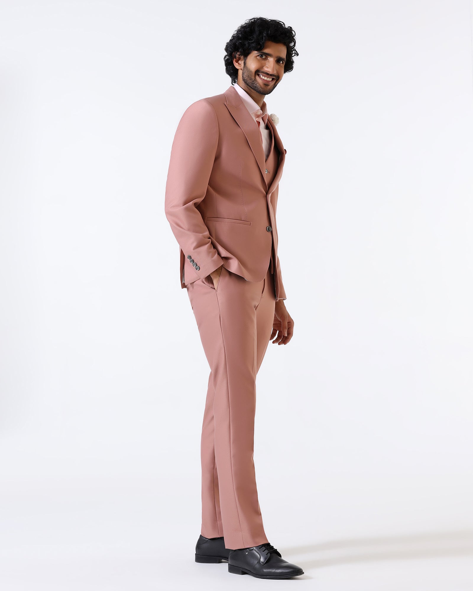 Pink Three Piece Solid Suit - Flint