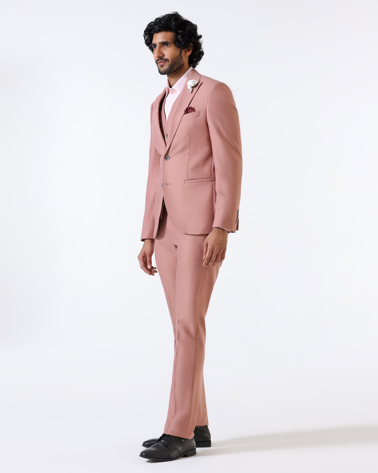 Pink Three Piece Solid Suit - Flint