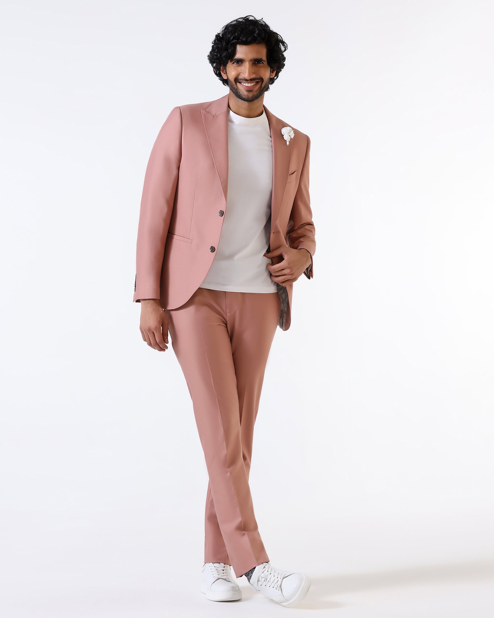 Pink Three Piece Solid Suit - Flint