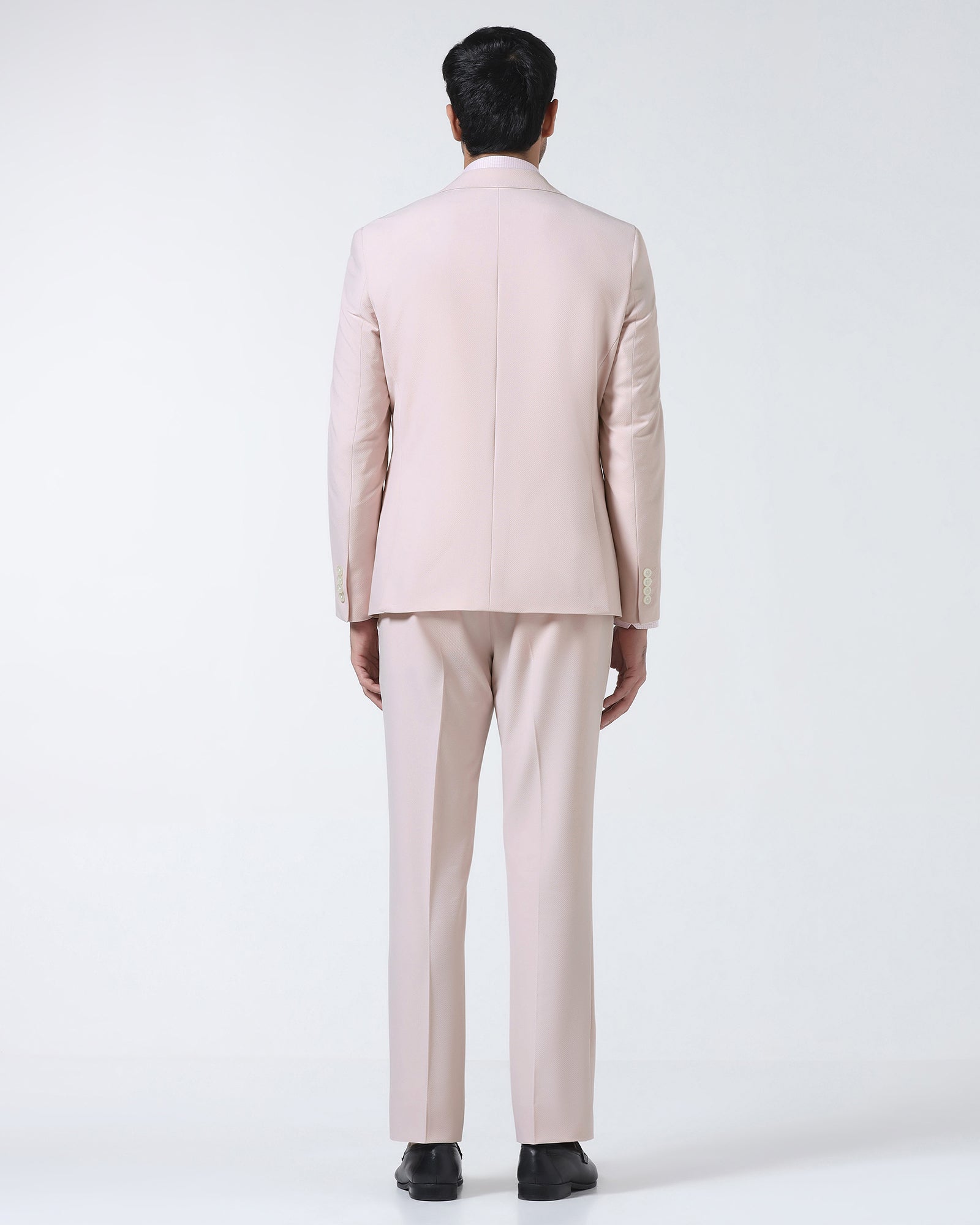 Pink Three Piece Textured Suit - Jiddle