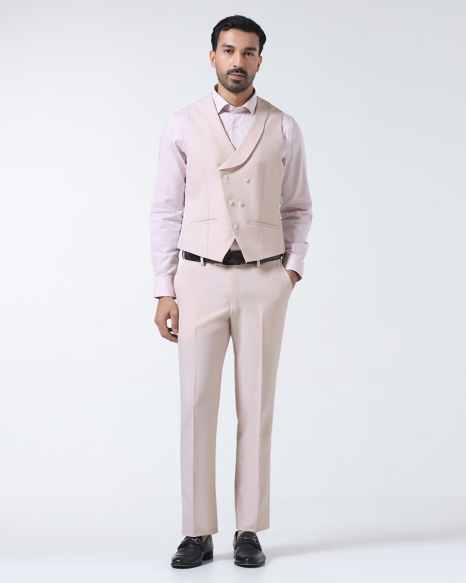 Pink Three Piece Textured Suit - Jiddle