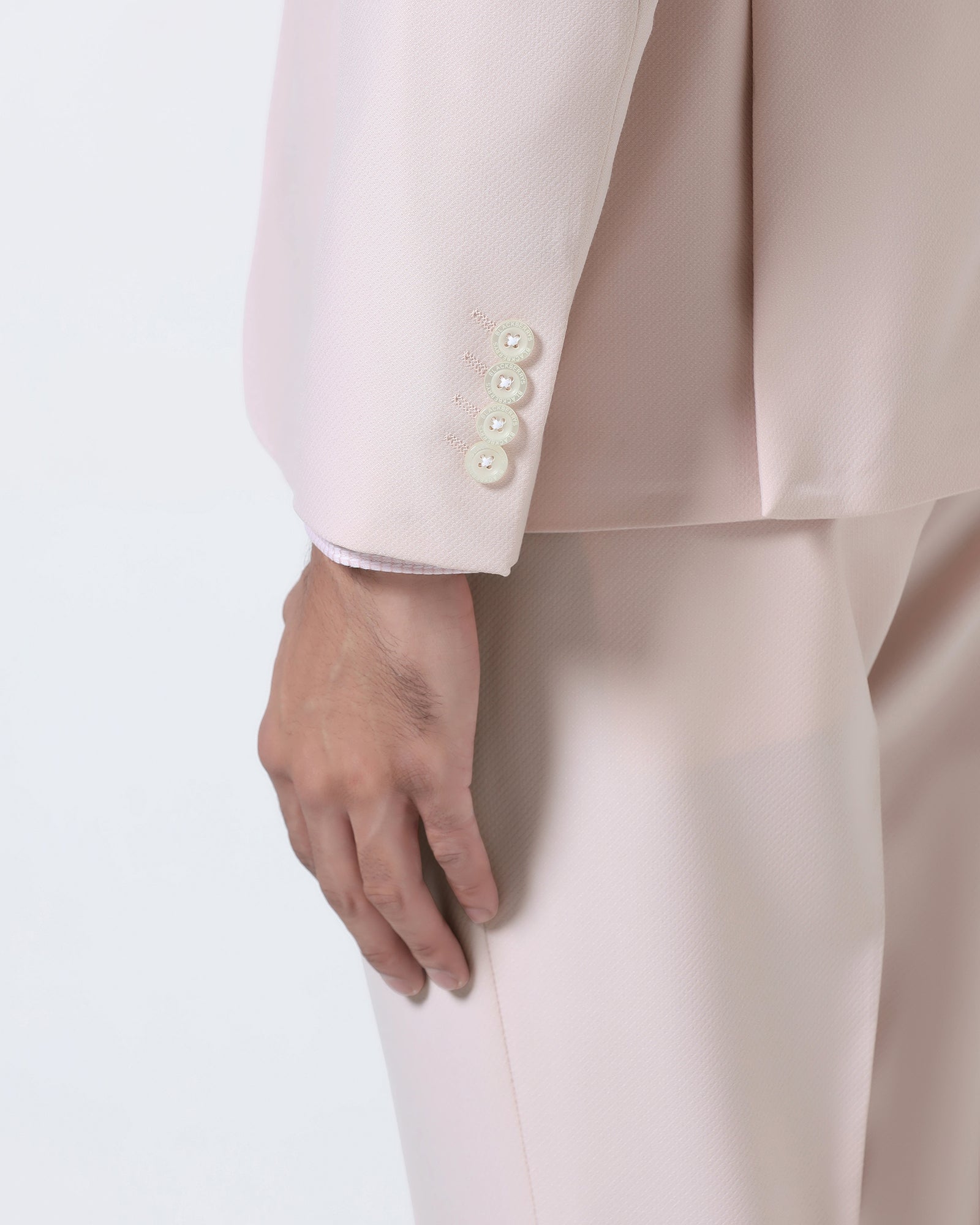 Pink Three Piece Textured Suit - Jiddle