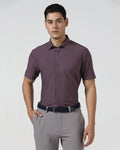 Plum Half Sleeve TechPro Stripe Shirt - Hyphen