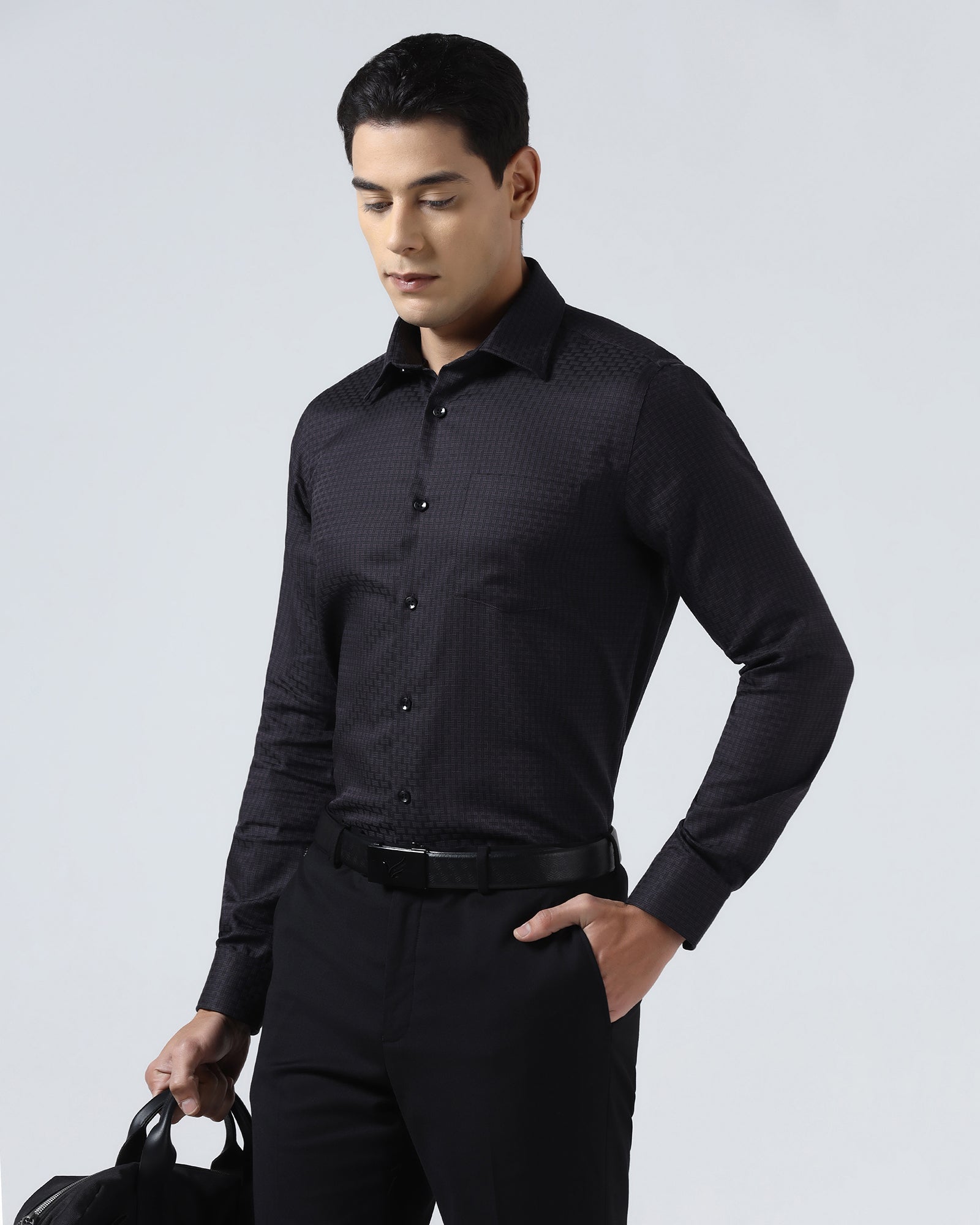Plum Non Iron Textured Shirt - Elodie