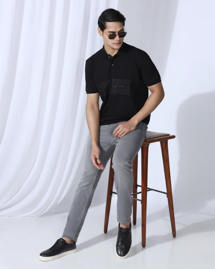 Polo Black Printed T-Shirt - Gemini