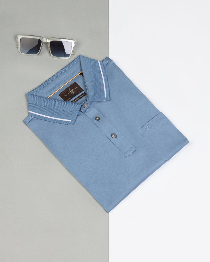 Polo Air Blue Solid T-Shirt - Peter