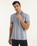Polo Aster Blue Stripe T-Shirt - Cape