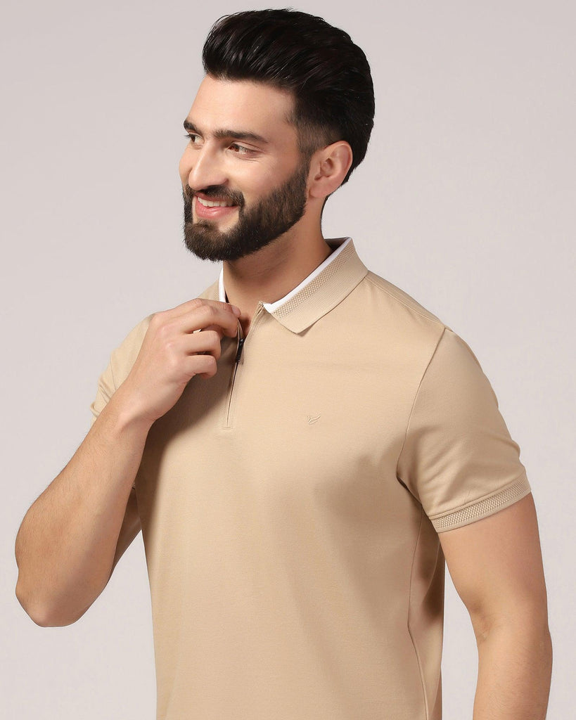 Polo Beige Solid T-Shirt - Gill