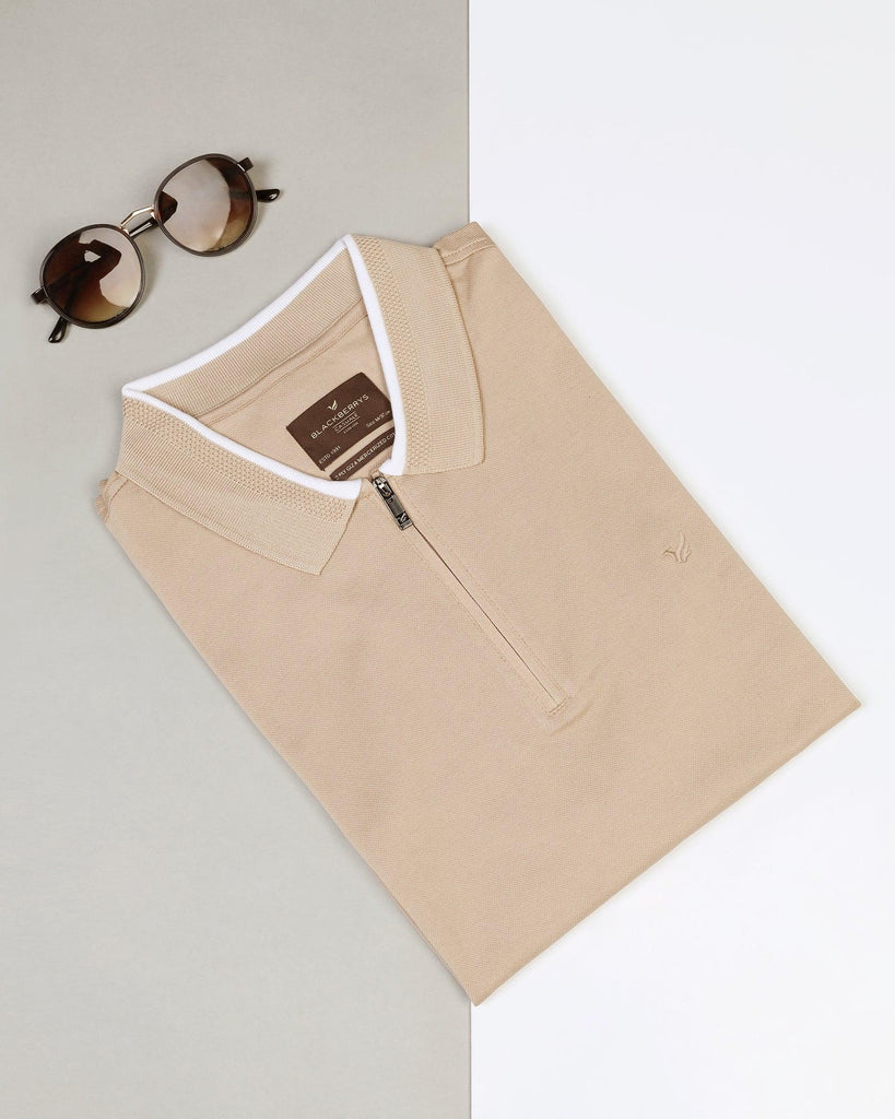 Polo Beige Solid T-Shirt - Gill