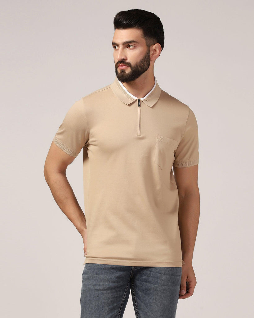 Polo Beige Solid T-Shirt - Gill