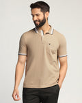 Polo Beige Solid T-Shirt - Taurus