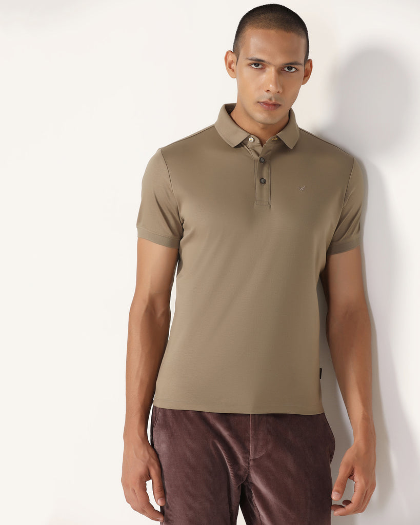 Polo Beige Solid T-Shirt - Toll