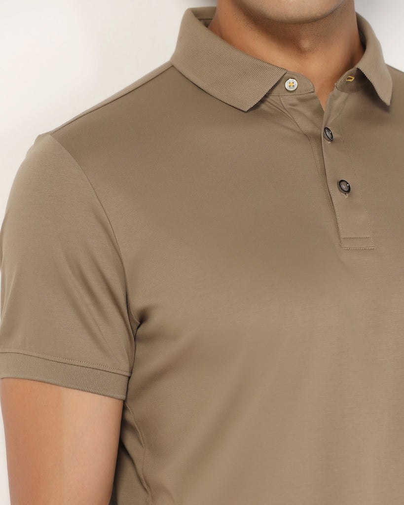 Polo Beige Solid T-Shirt - Toll