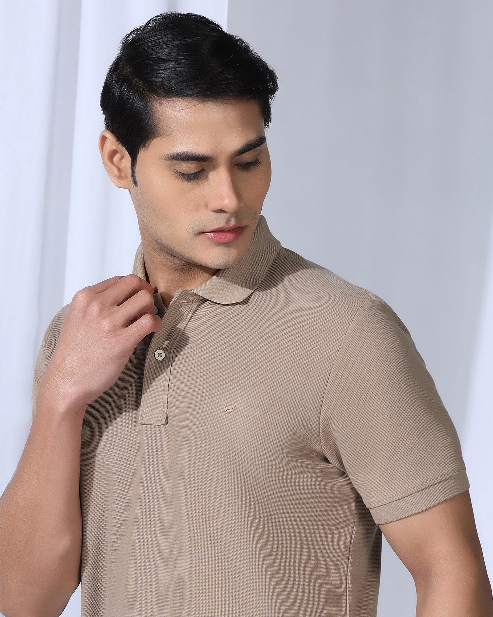 Polo Beige Textured T-Shirt - Kailen