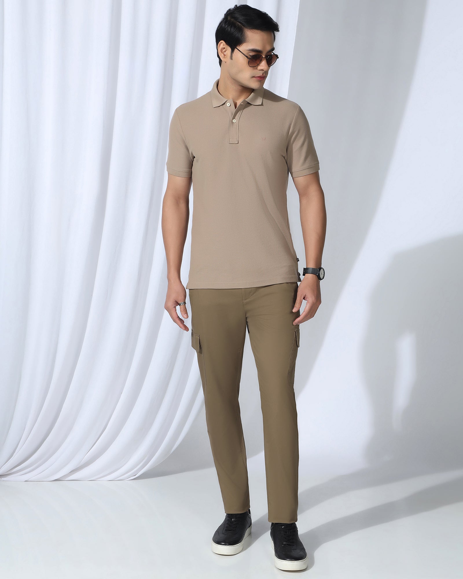 Polo Beige Textured T-Shirt - Kailen