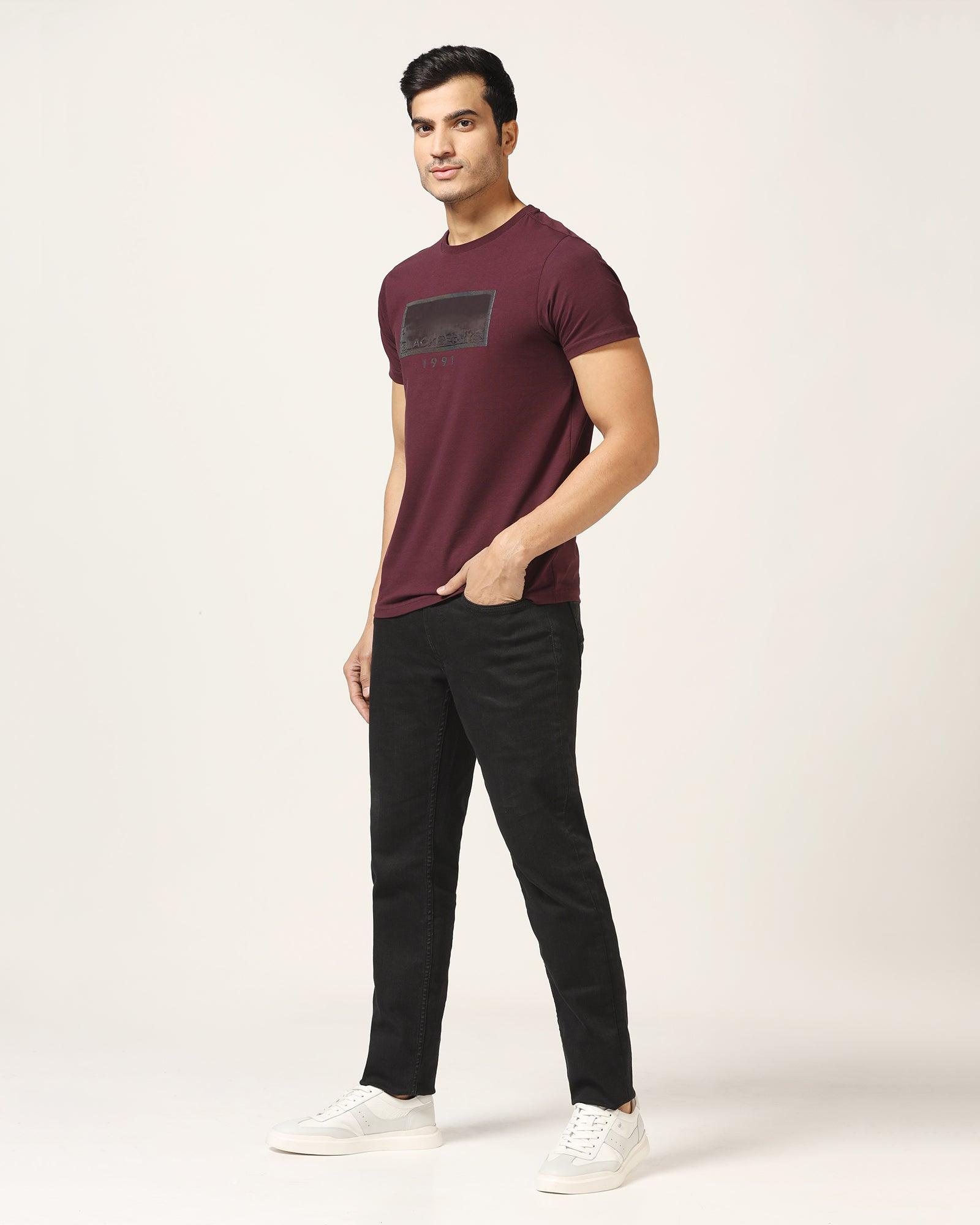 Crew Neck Biking Red Solid T-Shirt - Mambo - Blackberrys