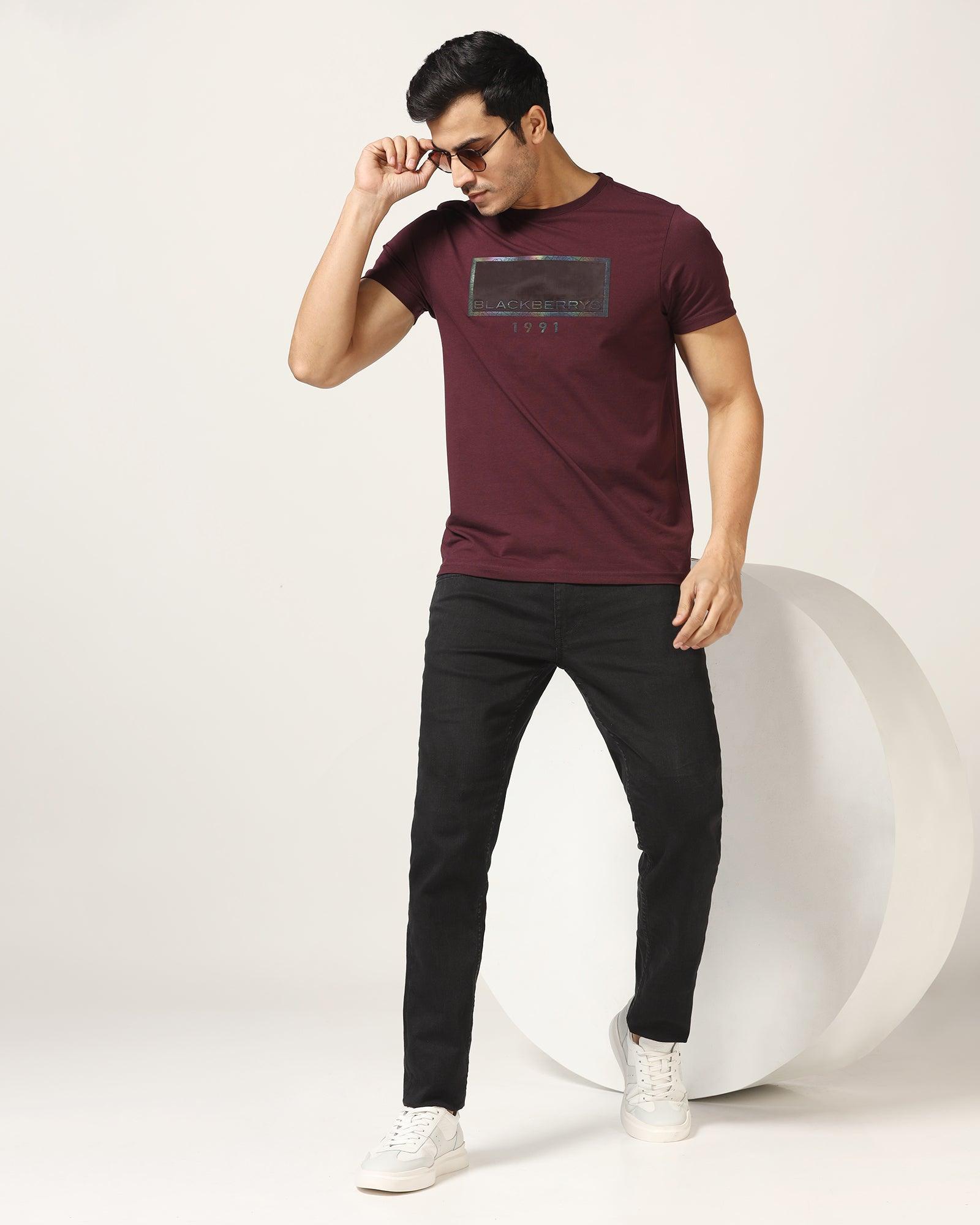 Crew Neck Biking Red Solid T-Shirt - Mambo - Blackberrys