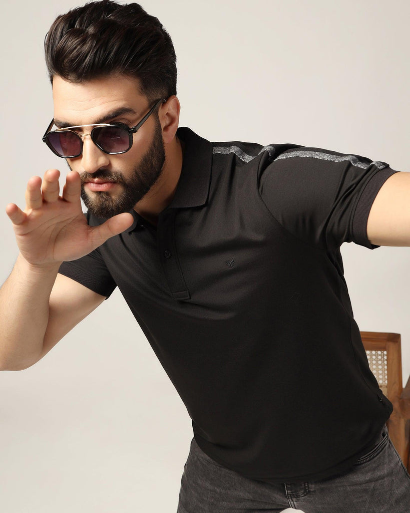 Polo Black Solid T-Shirt - Houten