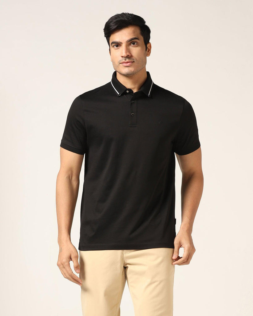 Polo Black Solid T-Shirt - Peter