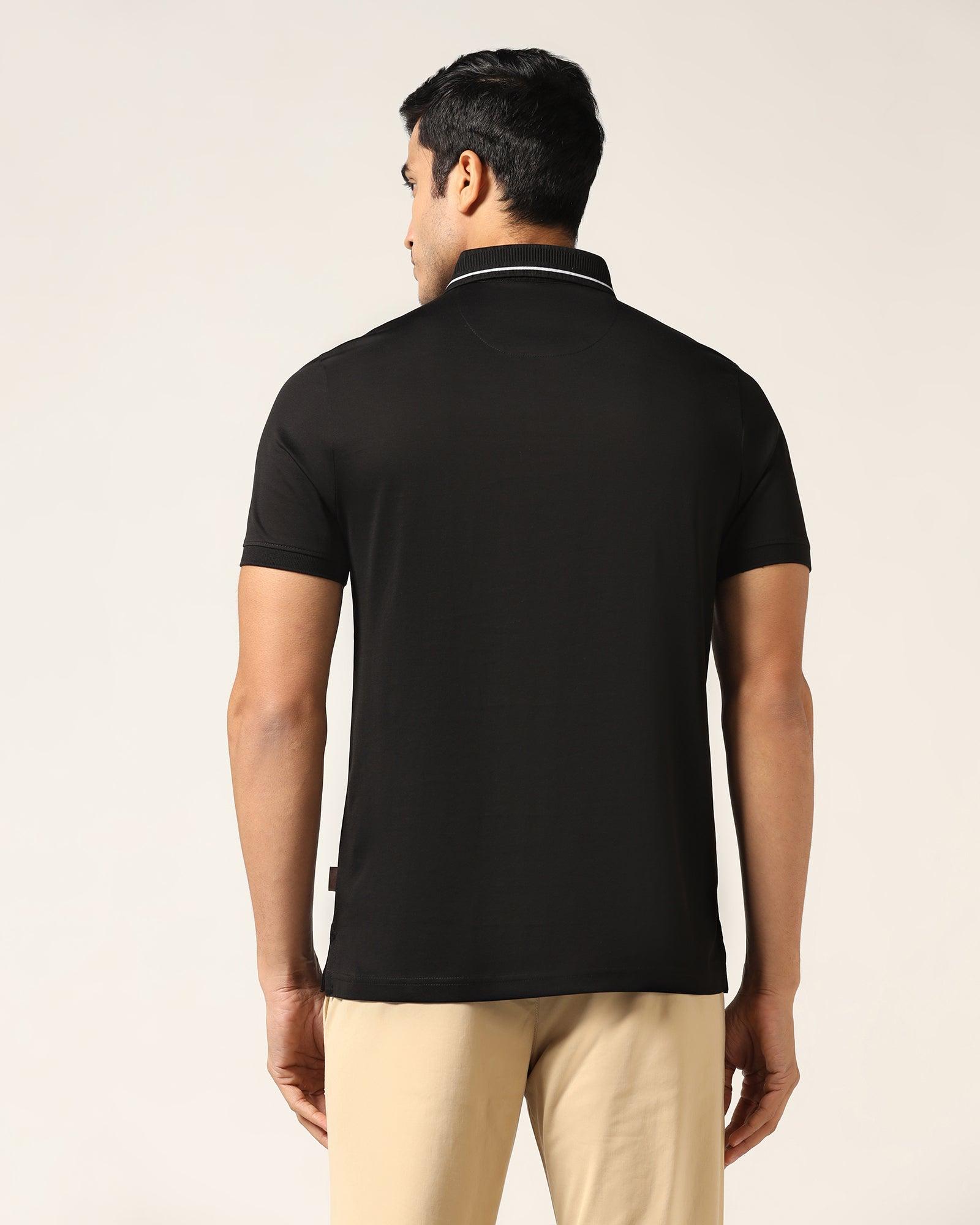 Polo Black Solid T-Shirt - Peter - Blackberrys