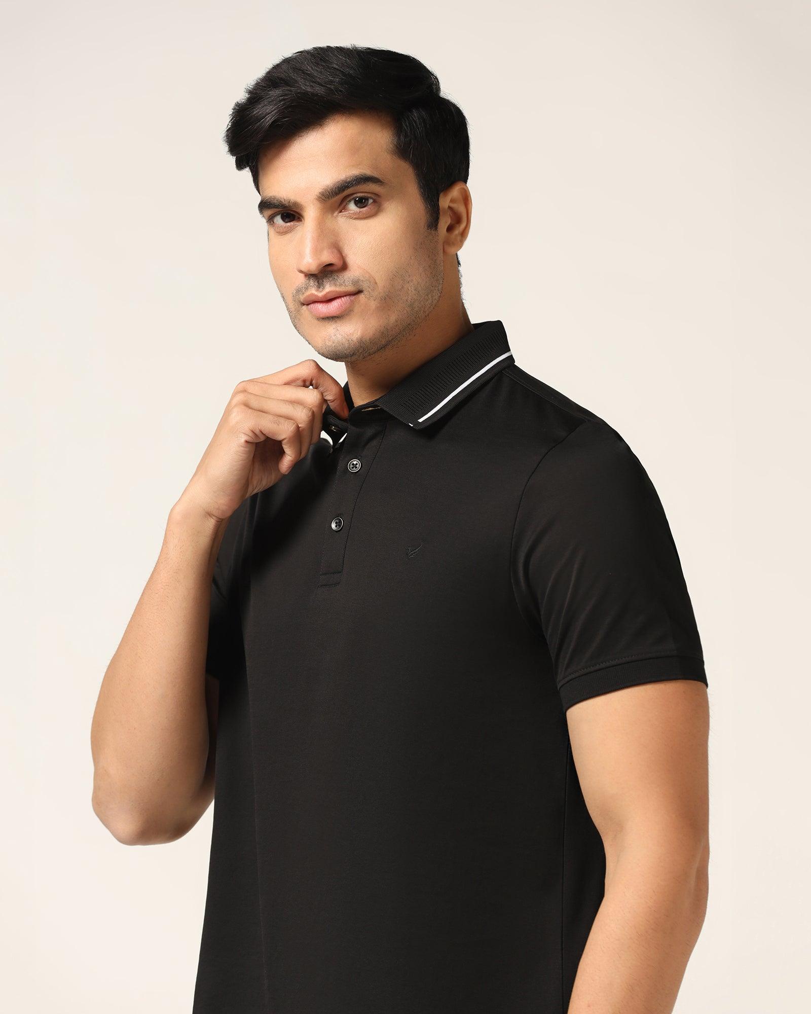 Polo Black Solid T-Shirt - Peter - Blackberrys