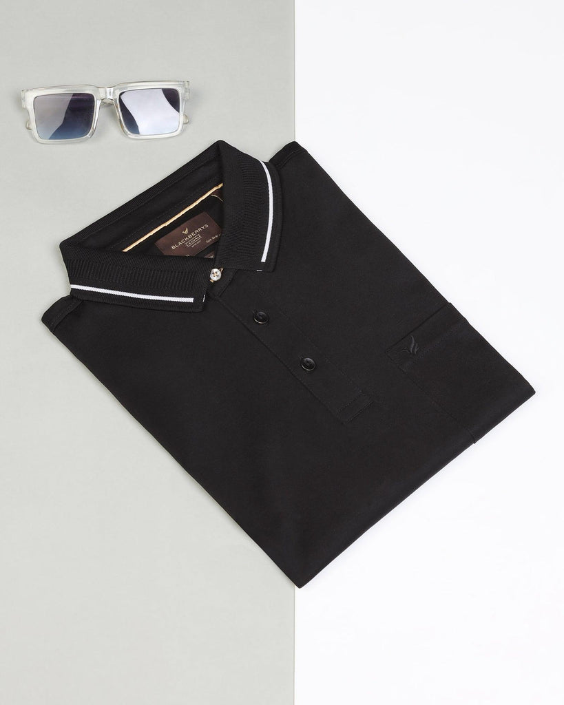 Polo Black Solid T-Shirt - Peter