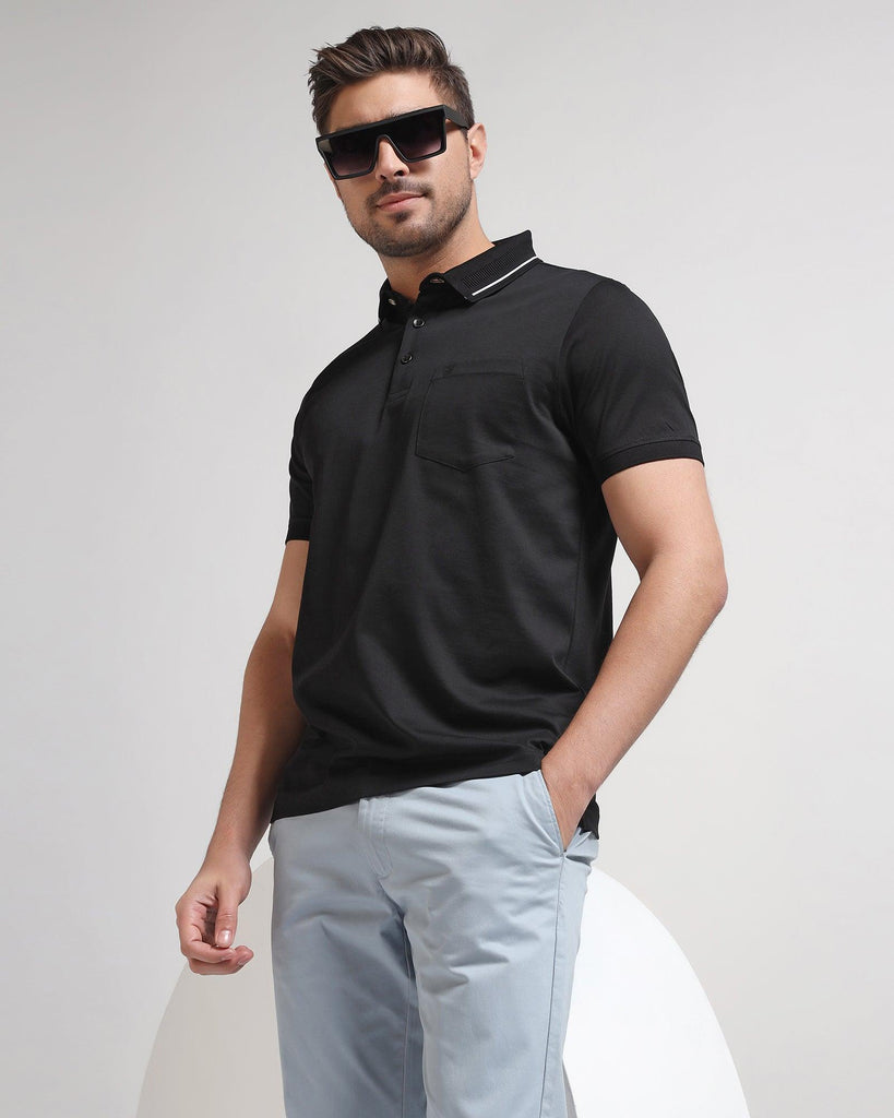 Polo Black Solid T-Shirt - Peter